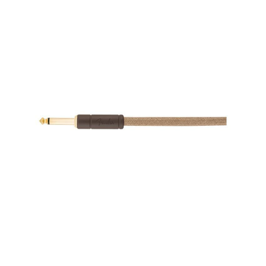 Fender Festival Pure Hemp 10ft angled guitar cable in natural color, showing the durable instrument lead with braided hemp exterior.