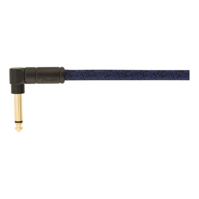 Fender Festival Pure Hemp 10ft blue angled guitar cable, instrument lead for electric guitars, with a durable design.