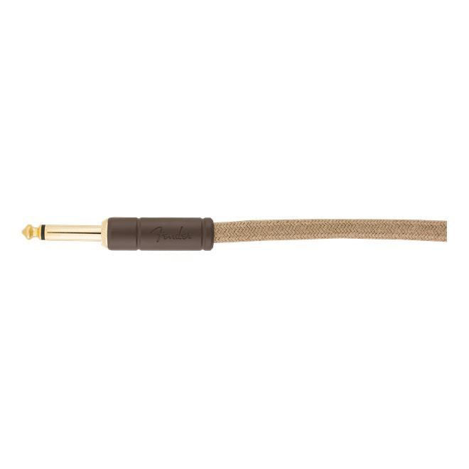 Fender Festival Pure Hemp 18.6ft angled guitar cable in natural color, premium instrument lead for electric guitars