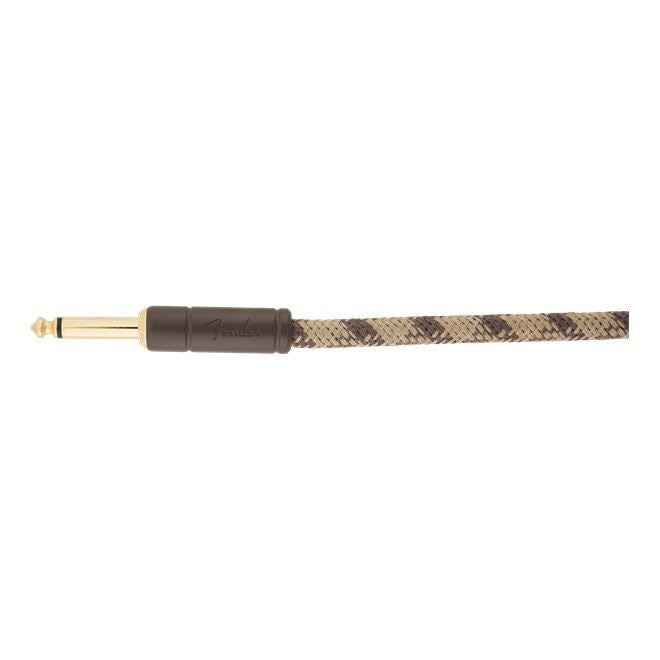 Fender Festival Pure Hemp 18.6ft brown stripe angled guitar lead cable for electric guitars, featuring natural hemp material and durable design.