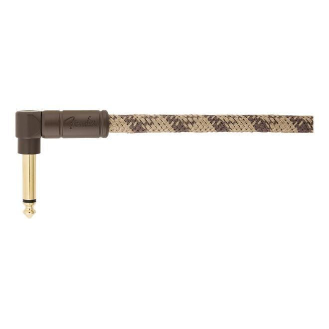 Fender Festival Pure Hemp 18.6ft angled guitar cable with brown stripe, high-quality instrument lead for electric guitars