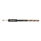Fender Festival Pure Hemp 18.6ft rainbow guitar cable with reinforced connectors and colorful braided design for musical instrument connectivity.