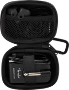 Fender Mustang Micro case for guitar accessories, soft protective cover in black with Fender logo and padded interior.