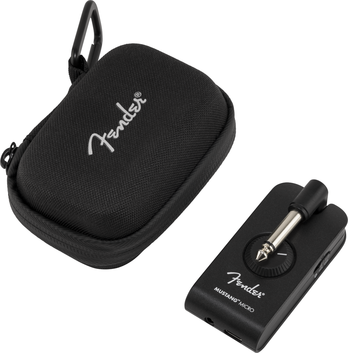 Fender Mustang Micro guitar accessories case in black, designed to protect and carry Fender Mustang Micro amplifier.