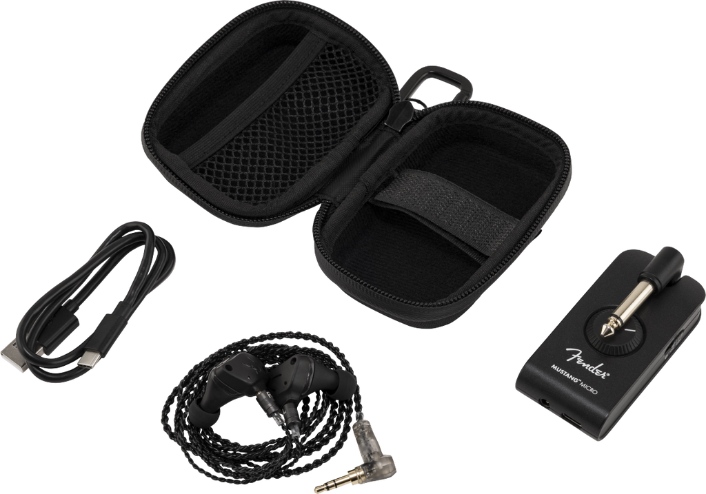 Fender Mustang Micro Case for guitar accessories, compact protective case with logo, designed for Fender Mustang Micro amplifier.