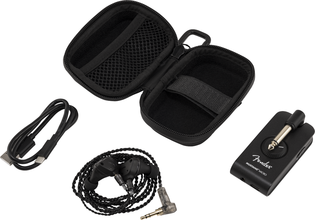 Fender Mustang Micro Case for guitar accessories, compact protective case with logo, designed for Fender Mustang Micro amplifier.