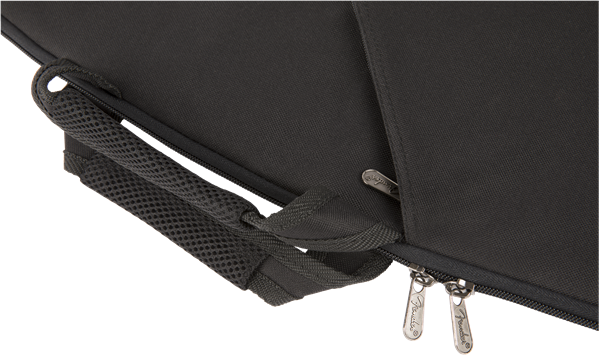 Black Fender FE405 electric guitar gig bag with padded interior and carrying straps, designed for Fender electric guitars.