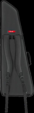 Fender FEMS 610 Mini Stratocaster and Jazz guitar gig bag in black showing padded exterior and carrying handle.