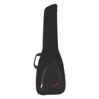 Black Fender Fretboard-610 electric bass gig bag with padded exterior and carry straps for secure transport.
