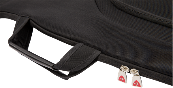 Black Fender Fretboard 610 electric bass gig bag with padded exterior and carrying handles, designed for bass guitar protection.