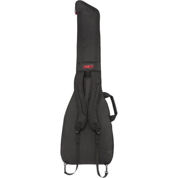 Fender Fretboard 610 electric bass gig bag in black with padded exterior and carrying straps for safe bass guitar transport.