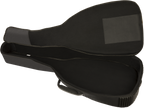 Fender FA610 black dreadnought guitar gig bag with padded straps and handle for easy carrying and protection.