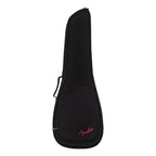Black Fender FU610 soprano ukulele gig bag with padded exterior and zipper closure, designed for lightweight protection.