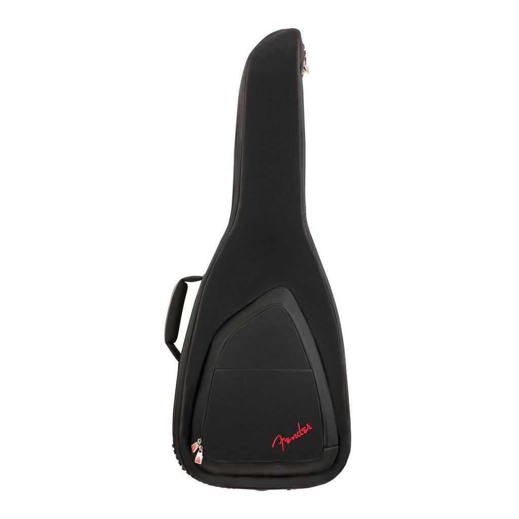 Black Fender FE620 electric guitar gig bag with padded exterior and carrying handle, designed for secure transport of electric guitars.