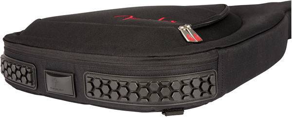 Black Fender FE620 electric guitar gig bag with padded interior and carrying straps, designed for Fender electric guitars.