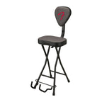 Fender 351 guitar seat and stand combo with padded seat and sturdy metal stand for easy instrument support and comfort.