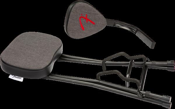 Fender 351 guitar seat and stand combo with padded seat and sturdy rack for guitars, black finish, designed for convenient instrument support