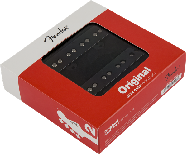Fender Original Jazz Bass pickups set of 2 shown, designed for electric bass guitars with chrome covers and mounting hardware.
