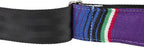 Fender Serape 2-inch guitar strap in vibrant purple multi pattern with woven design and leather ends for secure attachment.