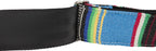 Fender Serape 2-inch guitar strap in vibrant blue multi-color woven fabric, designed for comfortable instrument support.