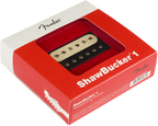 Fender ShawBucker 1 Zebra pickup for electric guitars, featuring a black and white zebra design and metal mounting hardware.