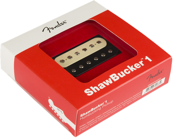 Fender ShawBucker 1 Zebra pickup for electric guitars, featuring a black and white zebra design and metal mounting hardware.