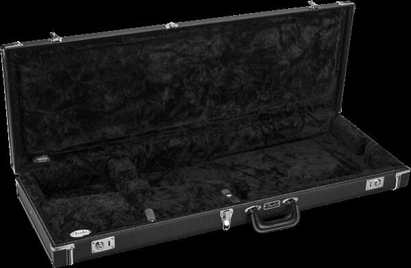 Fender Classic Series wood guitar case in black designed for Stratocaster and Telecaster electric guitars.