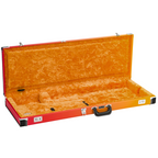 Fender Ombré Stratocaster/Telecaster guitar case in Tequila Sunrise with padded interior and durable exterior for protection.