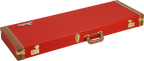 Fender Classic Series Wood Case for Stratocaster and Telecaster guitars in Fiesta Red, showing the vintage-style wooden guitar case.