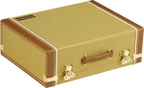 Fender Tweed Pedalboard Case for effects pedalboards, small size, with vintage-style tweed fabric and sturdy handle for easy transport.