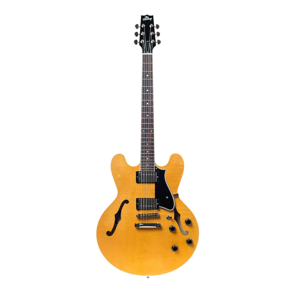 Heritage Standard H-535 semi-hollow electric guitar in antique natural finish, showing the body, neck, and hardware details.