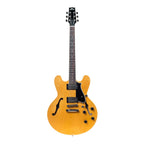 Heritage Standard H-535 semi-hollow electric guitar in antique natural finish, showing the body, neck, and hardware details.