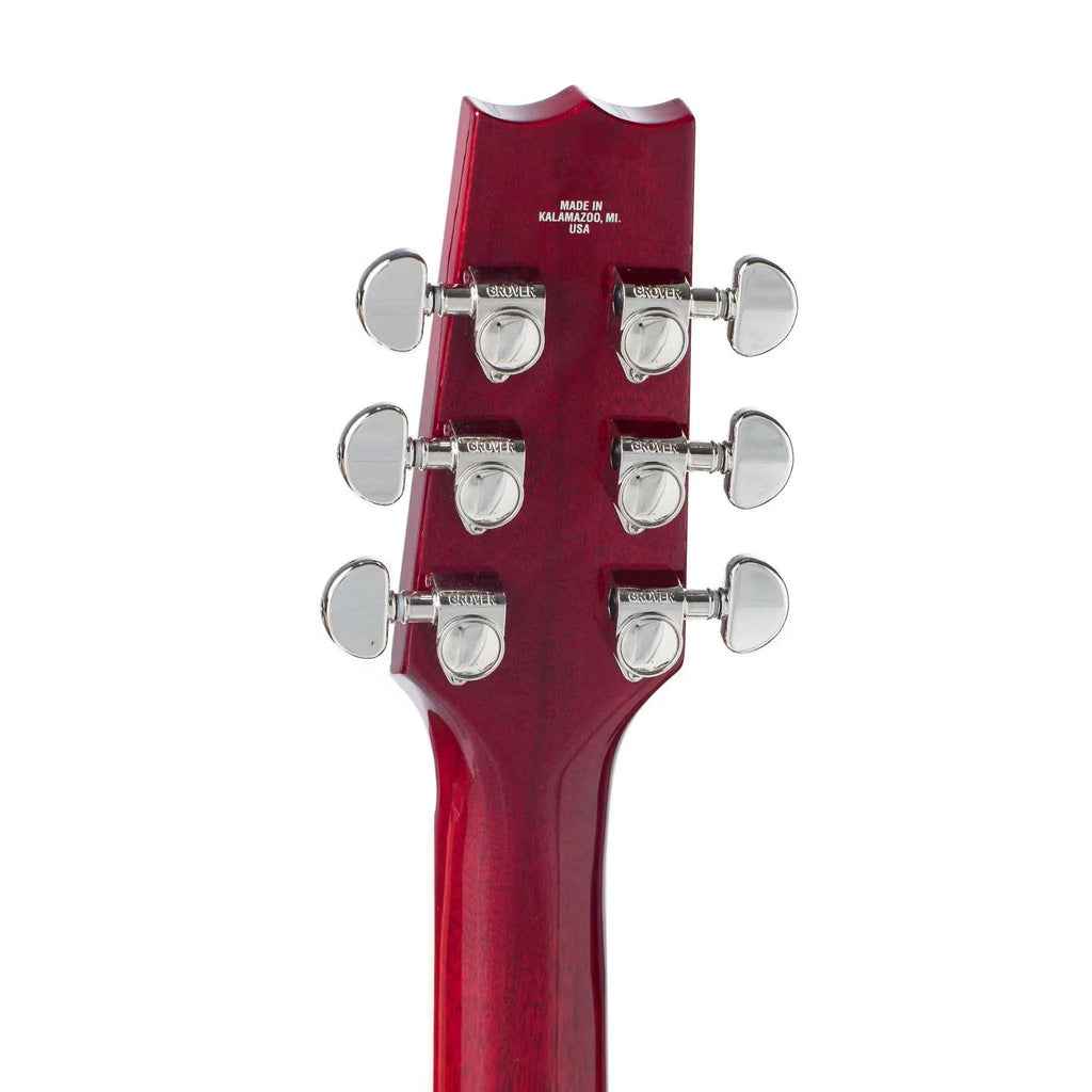 Heritage H-530 hollowbody electric guitar in Trans Cherry finish with f-hole design and chrome hardware.