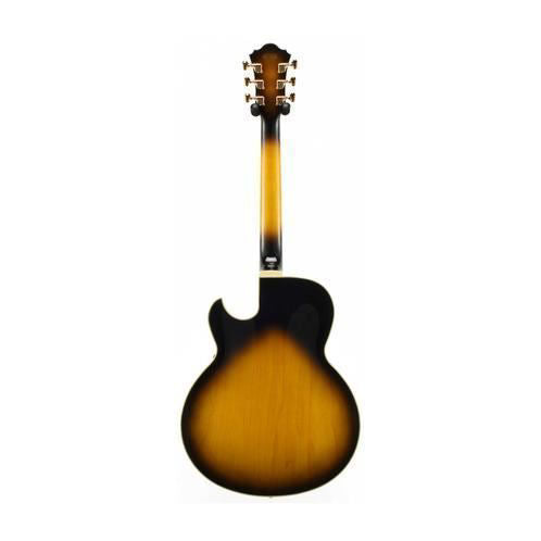 Ibanez LGB300 George Benson signature electric guitar with vintage yellow sunburst finish and maple neck.