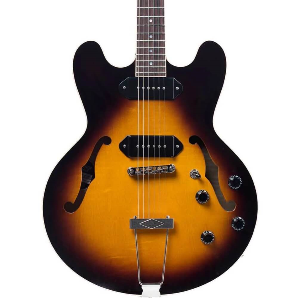 Heritage H-530 Standard hollowbody electric guitar in sunburst finish, showing the body, neck, and pickups.