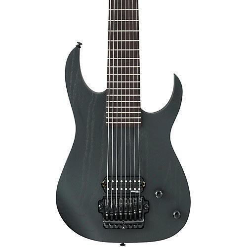Ibanez M8M Meshuggah signature 8-string electric guitar in black with sleek body and extended fretboard, designed for heavy metal playing.