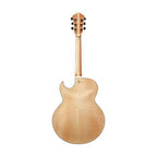 Ibanez LGB30 George Benson Signature electric guitar in natural finish, showcasing its body, neck, and classic design.