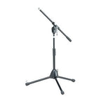 Tama MS205STBK short boom microphone stand in black with adjustable arm and sturdy base for professional audio setups.