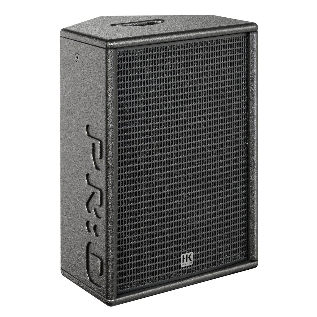 HK Audio PR:O 110 XD2 active powered speaker with sleek black finish and control panel, designed for professional audio sound.