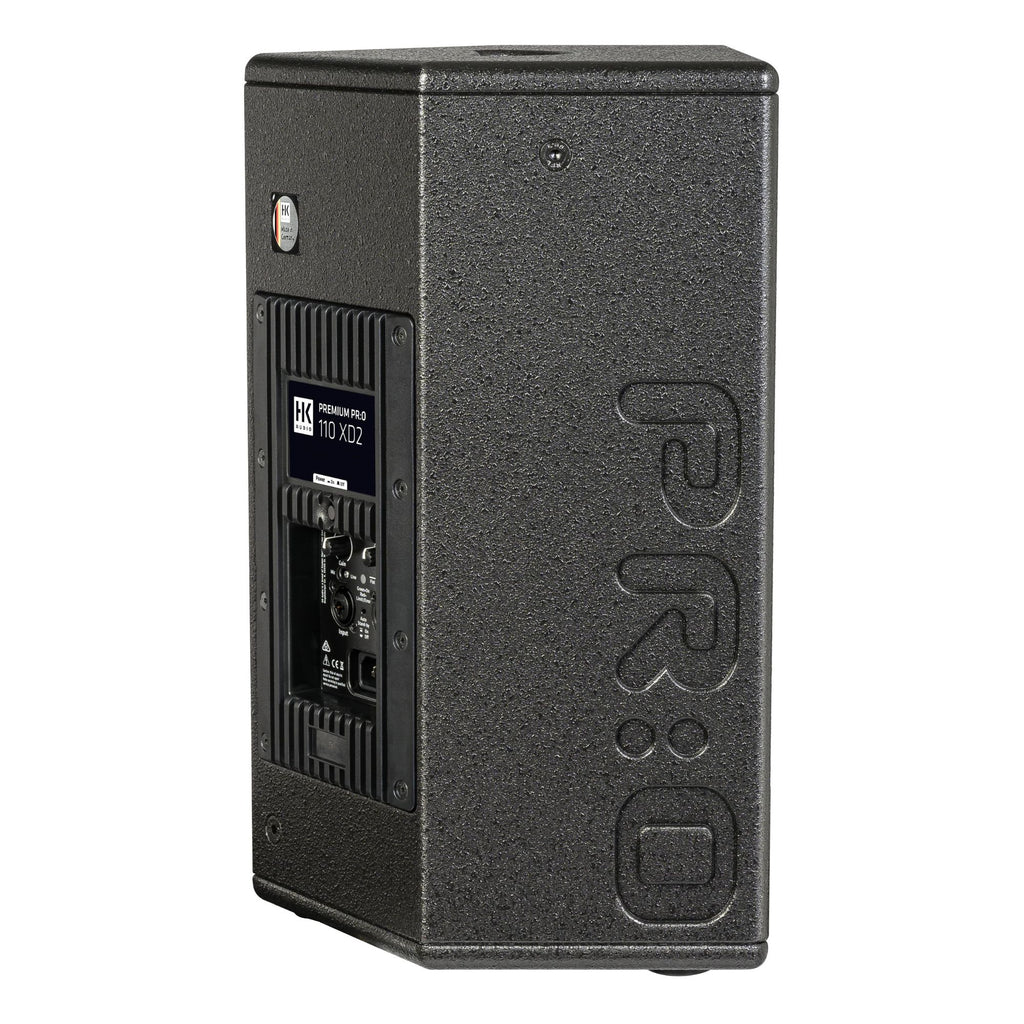 HK Audio PR:O 110 XD2 active powered speaker with modern design and control panel, ideal for professional sound reinforcement.