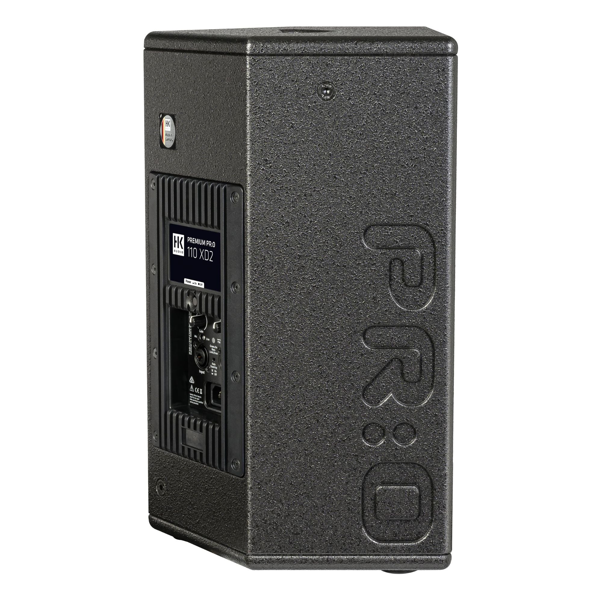 HK Audio PR:O 110 XD2 active powered speaker with modern design and control panel, ideal for professional sound reinforcement.