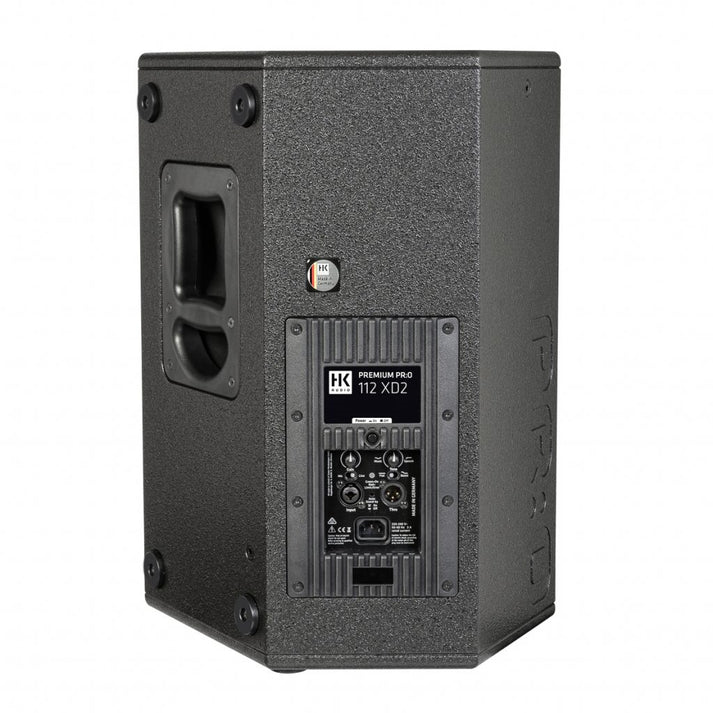 HK Audio Premium Pro 112 XD2 12-inch active powered speaker with control panel and speaker grille, 1200 watt output.