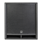 HK Audio HK Premium Pro 118 D2 powered subwoofer with speaker grille and control panel, designed for high-performance sound systems.