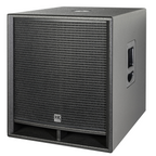 HK Audio HK Premium Pro 118 D2 powered subwoofer with sturdy enclosure and control panel, designed for high-performance sound reinforcement.