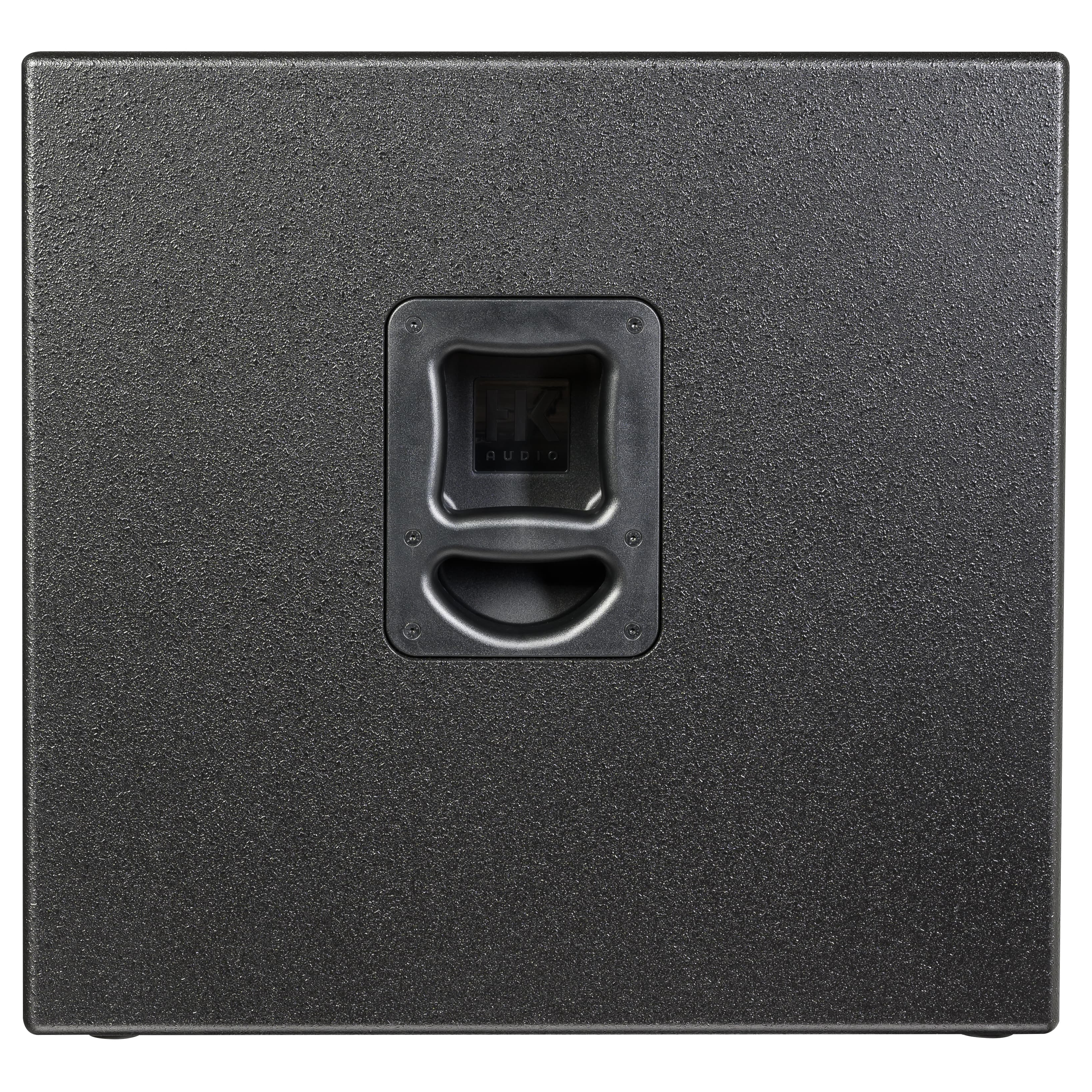 HK Audio HK Premium Pro 118 D2 powered subwoofer with black enclosure and control panel, designed for professional audio setups.