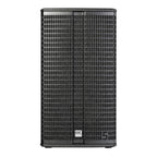 HK Audio Linear 5 MKII 112FA powered speaker showing a sleek black finish and front grille with control panel on top.