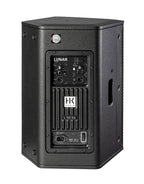 HK Audio LUNAR 110XA active PA speaker with rear controls and input ports, powered speaker for professional sound reinforcement.