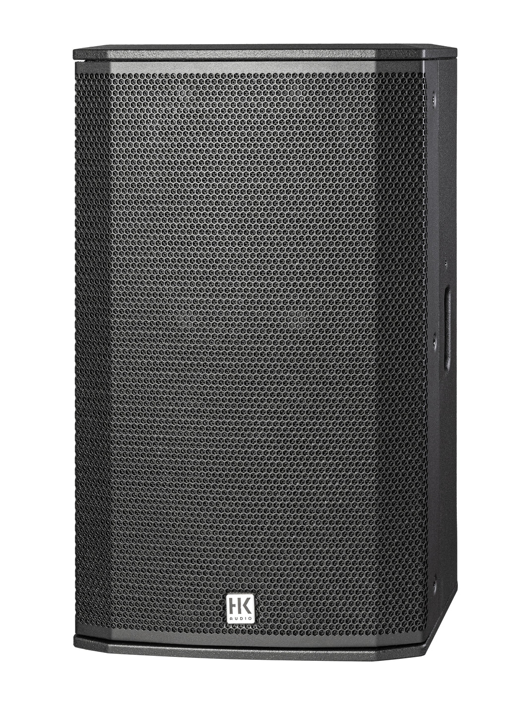 HK Audio LUNAR 112XA active PA speaker with slanted design, powered loudspeaker for professional sound reinforcement.