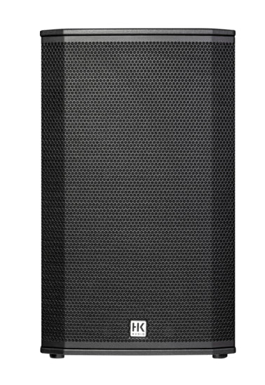 HK Audio LUNAR 112XA active powered PA speaker with sleek black cabinet and control panel for high-quality sound reinforcement.