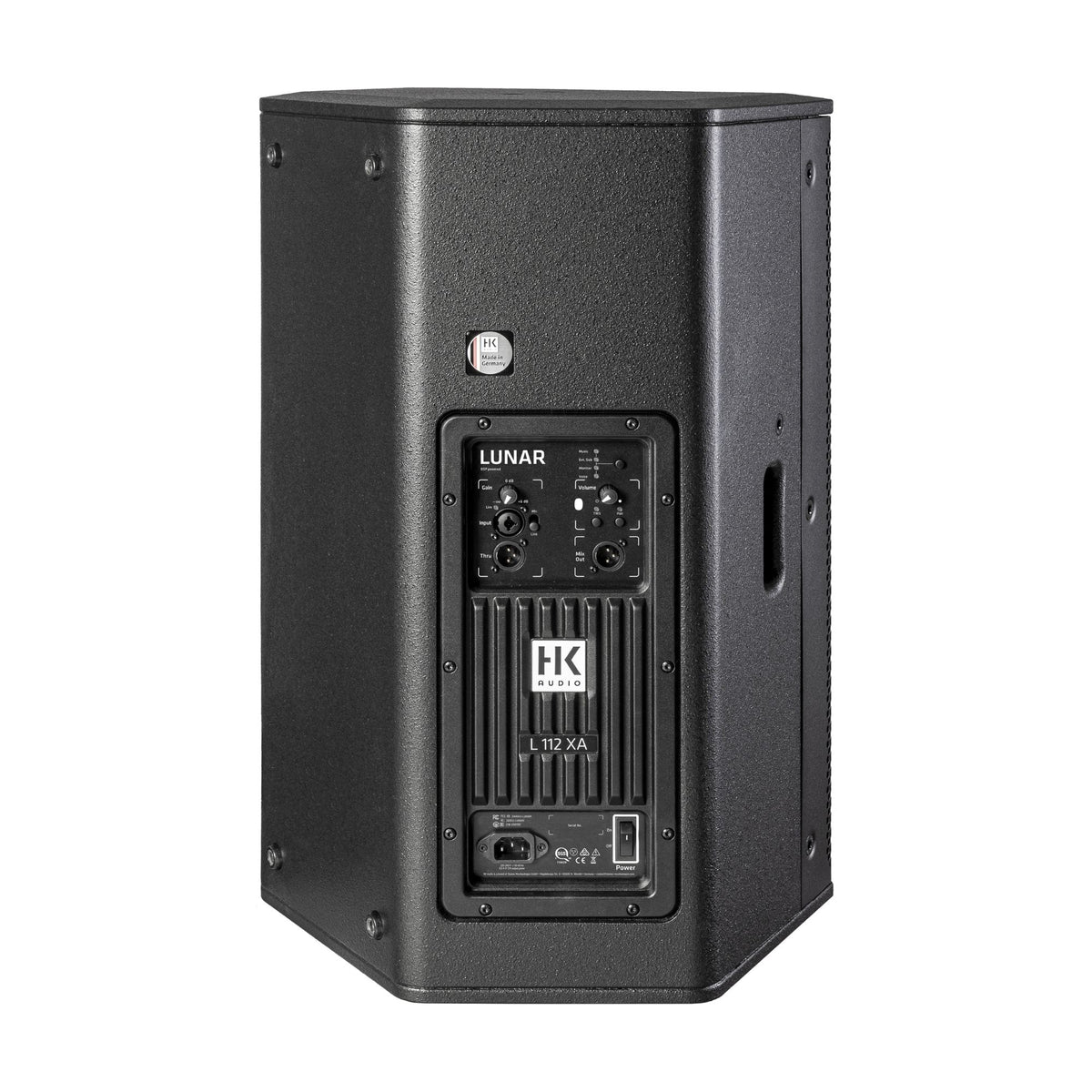 HK Audio LUNAR 112XA active PA speaker with built-in amplifier and rugged enclosure, designed for professional live sound.